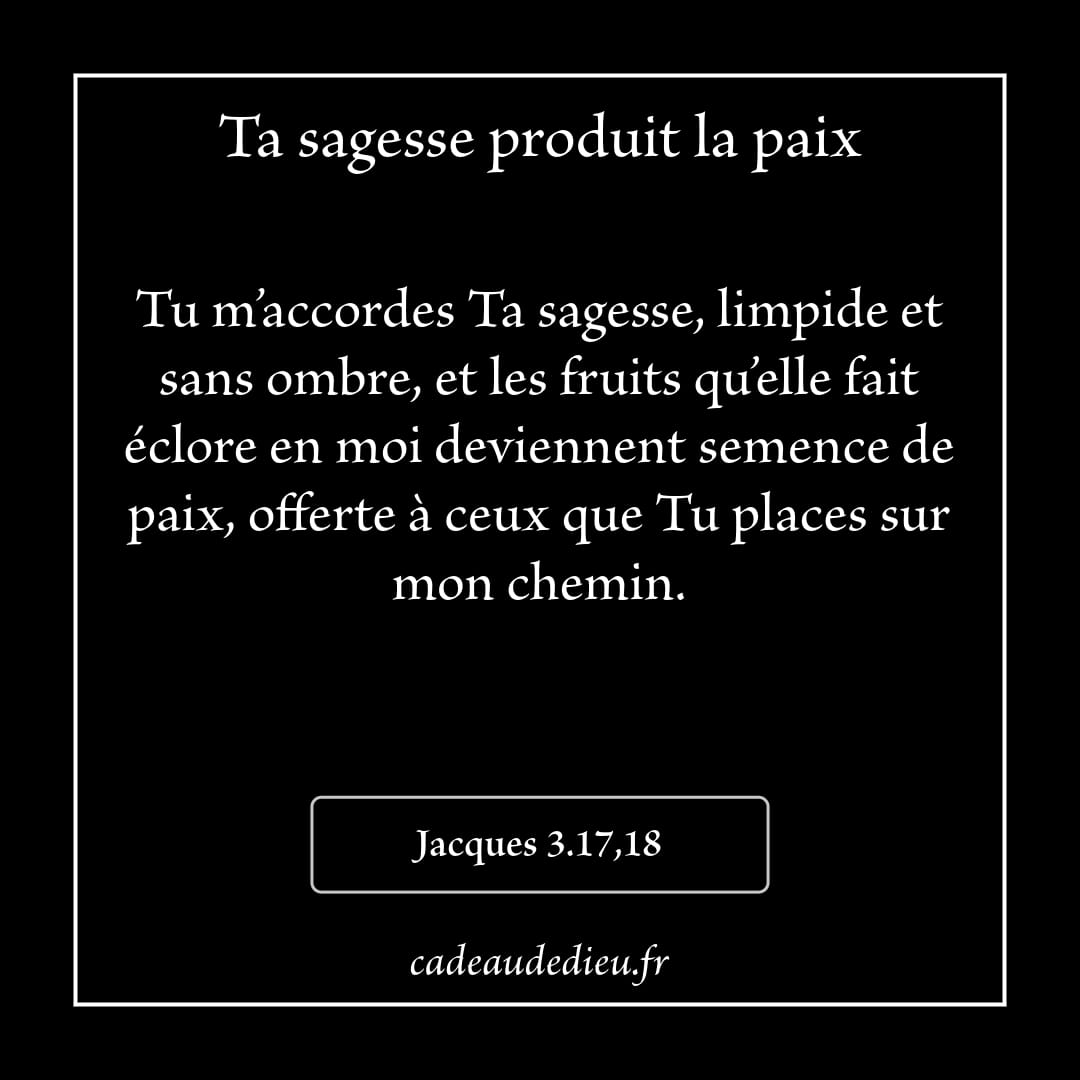 Ta sagesse produit la paix