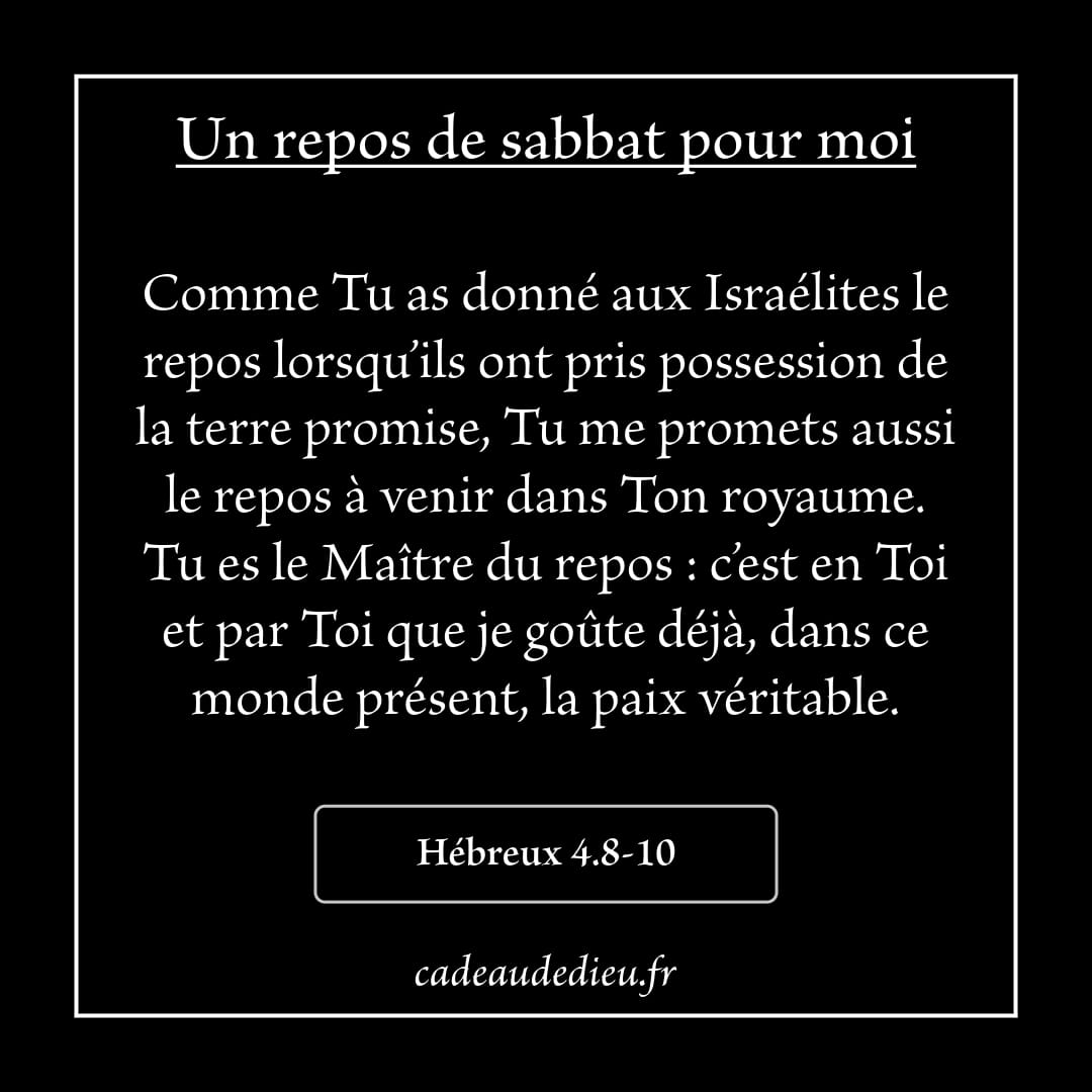 Un repos de sabbat pour moi